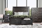 Espresso transitional style bed w/ footboard drawers additional photo 3 of 9