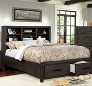 Bookcase storage headboard rustic style king bed by Furniture of America additional picture 2