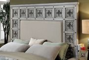 Tall headboard antique light gray finish king bed by Furniture of America additional picture 2