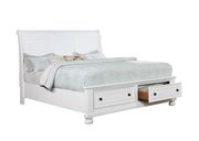 White traditional finish bed w/ footboard drawers additional photo 2 of 6