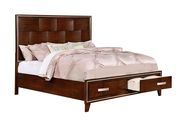 Brown cherry finish king bed w/ footboard drawers by Furniture of America additional picture 2