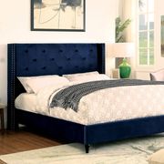 Navy linen-like fabric simple platform bed by Furniture of America additional picture 3