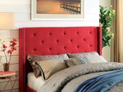 Red linen-like fabric simple platform bed by Furniture of America additional picture 2