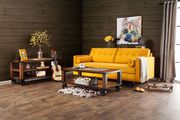 Yellow fabric sofa with rolled side pillows by Furniture of America additional picture 2