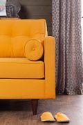 Yellow fabric sofa with rolled side pillows by Furniture of America additional picture 3