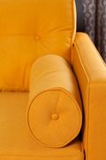 Yellow fabric sofa with rolled side pillows by Furniture of America additional picture 4
