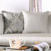 Silky cream glam style fabric loveseat by Furniture of America additional picture 6