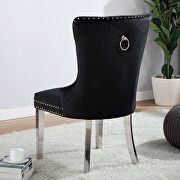 Black finish flannelette contemporary dining chair additional photo 2 of 2