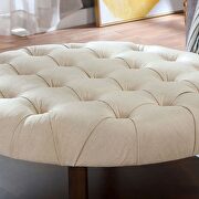 Walnut/ beige padded seat transitional round ottoman by Furniture of America additional picture 2