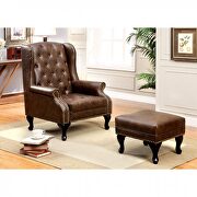Rustic brown button tufting w/ nailhead trim traditional ottoman by Furniture of America additional picture 2