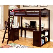 Twin/workstation loft bed in dark walnut finish by Furniture of America additional picture 3