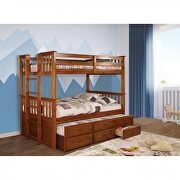 Twin /twin bunk bed w/ trundle in oak finish by Furniture of America additional picture 2