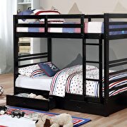 Twin/twin bunk bed w/ 2 drawers in black by Furniture of America additional picture 2