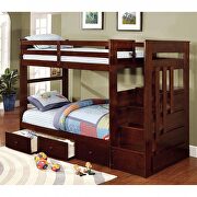 Twin/twin bunk bed in dark walnut finish by Furniture of America additional picture 2