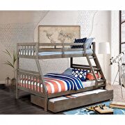 Wire-brushed warm gray finish transitional twin/full bunk bed by Furniture of America additional picture 2