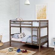 Wire-brushed warm gray finish transitional twin/twin bunk bed by Furniture of America additional picture 5