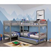 Quadruple twin bunk bed in gray finish additional photo 2 of 1