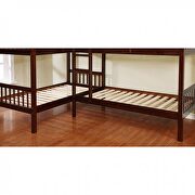 L-shaped quadruple twin bunk bed in dark walnut finish by Furniture of America additional picture 3