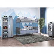 Silver full metal constructed twin/twin bunk bed by Furniture of America additional picture 2