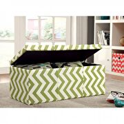 Green chevron printed fabric storage ottoman by Furniture of America additional picture 2