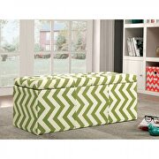 Green chevron printed fabric storage ottoman by Furniture of America additional picture 4