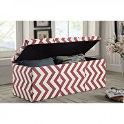 Red chevron printed fabric storage ottoman by Furniture of America additional picture 3