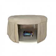 Beige button tufted fabric transitional round ottoman by Furniture of America additional picture 2