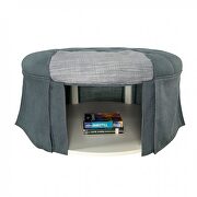 Blue button tufted fabric transitional round ottoman by Furniture of America additional picture 2