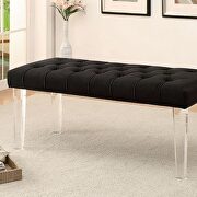 Black padded flannelette contemporary bench by Furniture of America additional picture 2