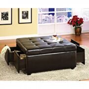 Espresso leatherette contemporary storage ottoman w/ 4 drawers additional photo 2 of 1