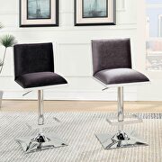 Black velvet-like fabric contemporary bar stool additional photo 2 of 1