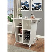 White/chrome contemporary bar table by Furniture of America additional picture 2