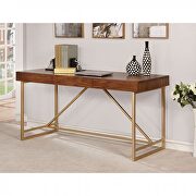Light walnut/gold contemporary desk by Furniture of America additional picture 2