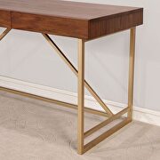 Light walnut/gold contemporary desk by Furniture of America additional picture 4