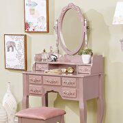 Rose gold finish floral accents vanity w/ stool additional photo 2 of 2