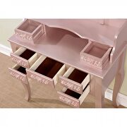 Rose gold finish floral accents vanity w/ stool additional photo 3 of 2