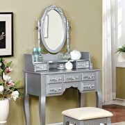 Silver finish floral accents vanity w/ stool by Furniture of America additional picture 2