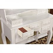 White finish floral accents vanity w/ stool additional photo 3 of 2