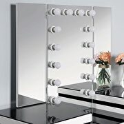 White/black rectangular mirror style vanity and stool set additional photo 3 of 3