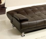 Dark Brown/Chrome Contemporary Leatherette Futon Sofa additional photo 3 of 3