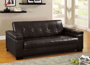 Dark espresso sofa bed w/ cup holders by Furniture of America additional picture 3