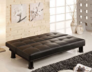 Black contemporary leatherette futon sofa additional photo 2 of 1