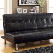 Black/Chrome Contemporary Leatherette Futon Sofa additional photo 2 of 3