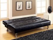Black/Chrome Contemporary Leatherette Futon Sofa by Furniture of America additional picture 4