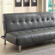Gray/Chrome Contemporary Leatherette Futon Sofa additional photo 2 of 4