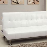 White/Chrome Contemporary Leatherette Futon Sofa additional photo 2 of 3