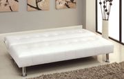 White/Chrome Contemporary Leatherette Futon Sofa additional photo 4 of 3