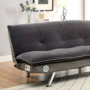 Gray/Chrome Contemporary Futon Sofa, Gray additional photo 2 of 6