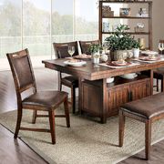 Light walnut rustic dining table with base storage by Furniture of America additional picture 8