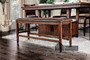 Distressed dark oak leatherette bench by Furniture of America additional picture 2